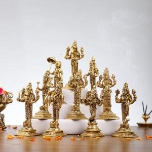 BudhShiv Superfine Honey Brass Dashavatar Set | 6" Premium Collection | 5kg Sacred Masterpiece | Temple Grade Art | Jaipurio